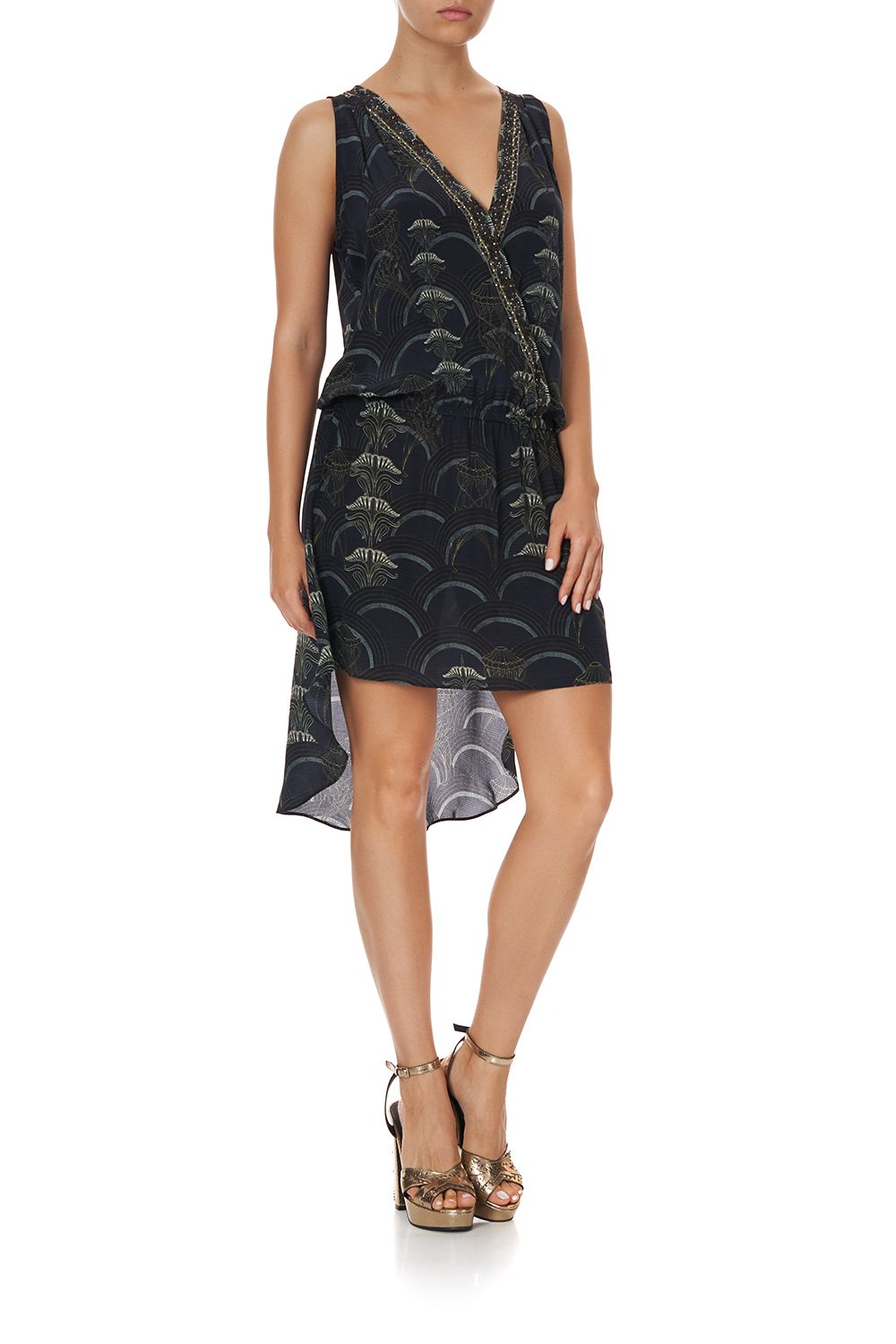 CROSS OVER DRESS WITH LONG BACK WISE WINGS