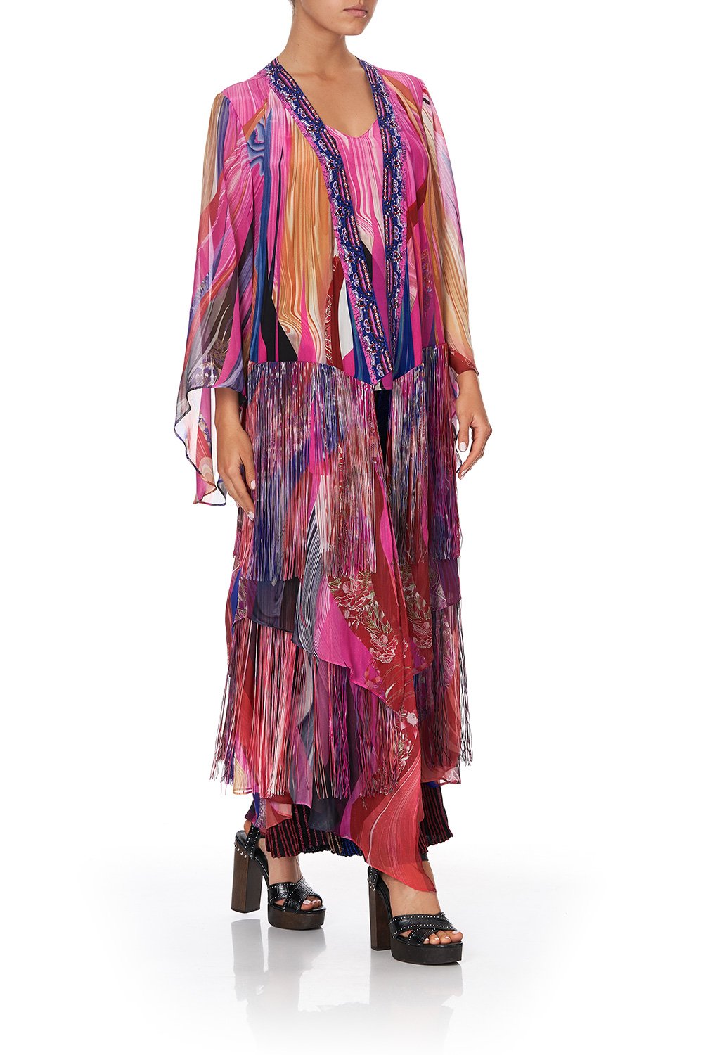 ROBE WITH DOUBLE LAYERED HEM FOLK RIVER