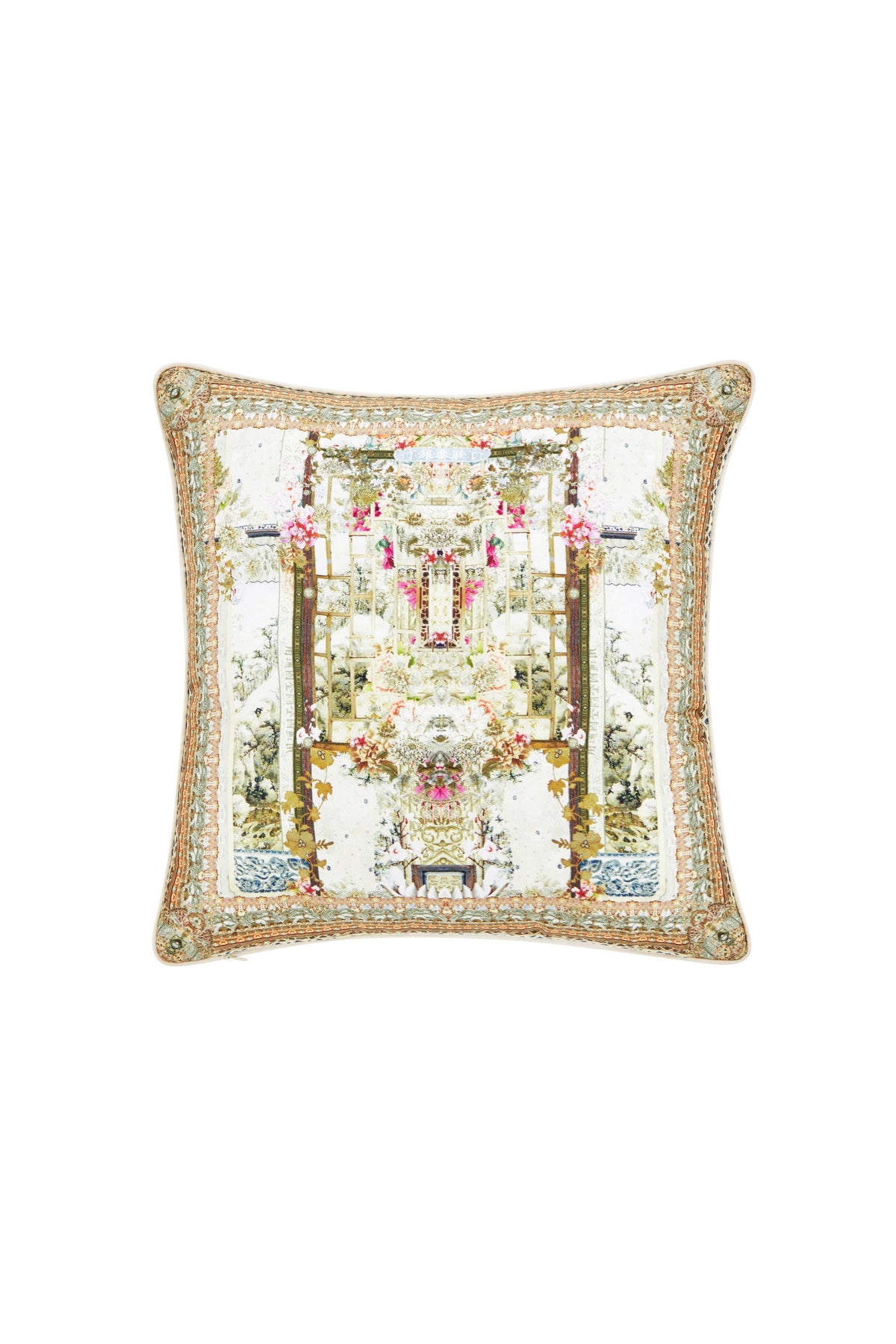 GIRL IN THE GARDEN SMALL SQUARE CUSHION