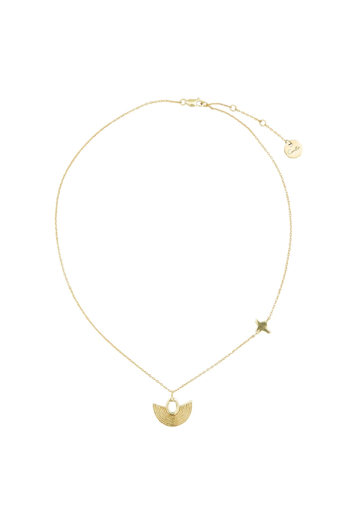 GOLD BRASS SHORT PENDANT NECKLACE