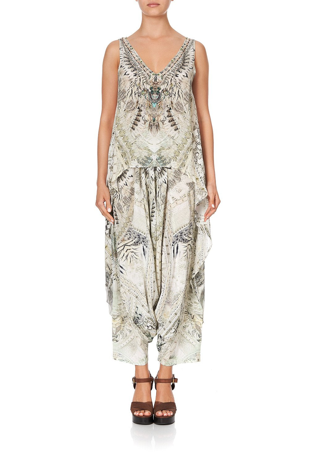 HIGH LOW CROSS OVERLAY TOP DAINTREE DREAMING