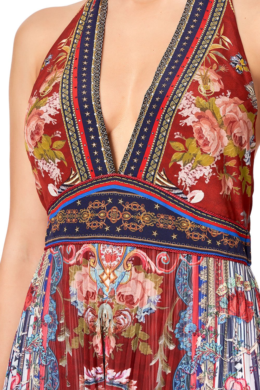 TIE NECK HALTER JUMPSUIT COSTUME PARTY