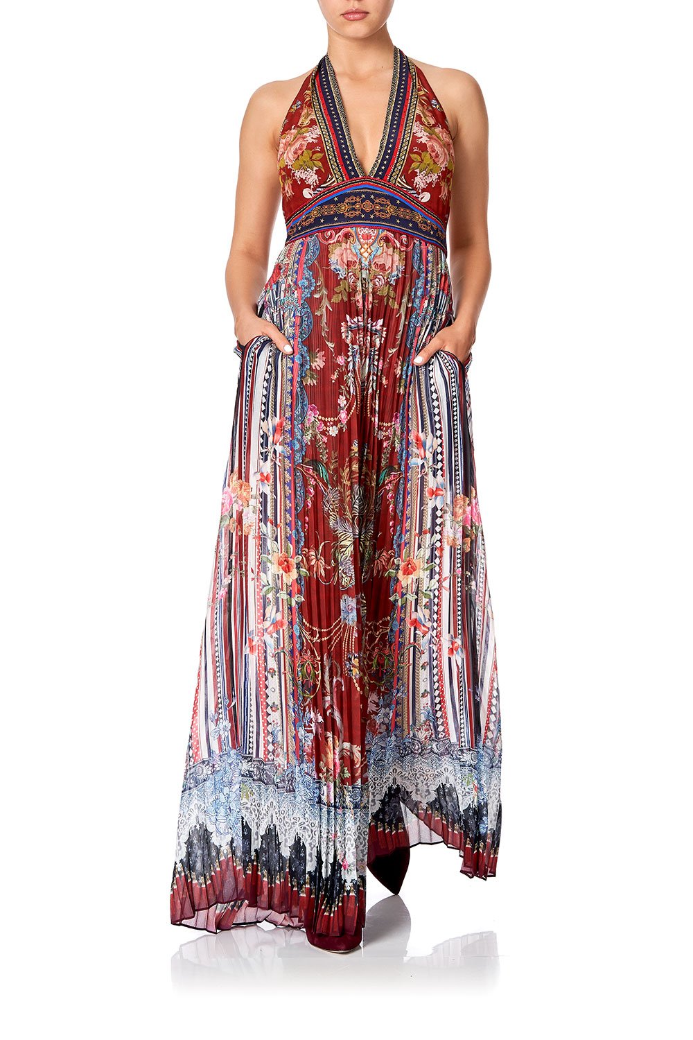 TIE NECK HALTER JUMPSUIT COSTUME PARTY