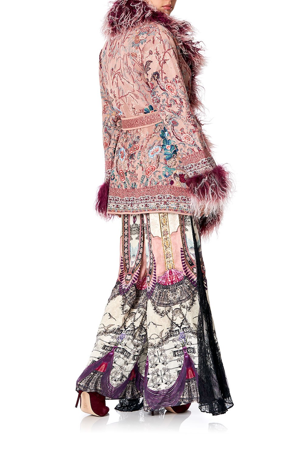 KNIT JACQUARD COAT WITH FUR ALL MY AVIGNON