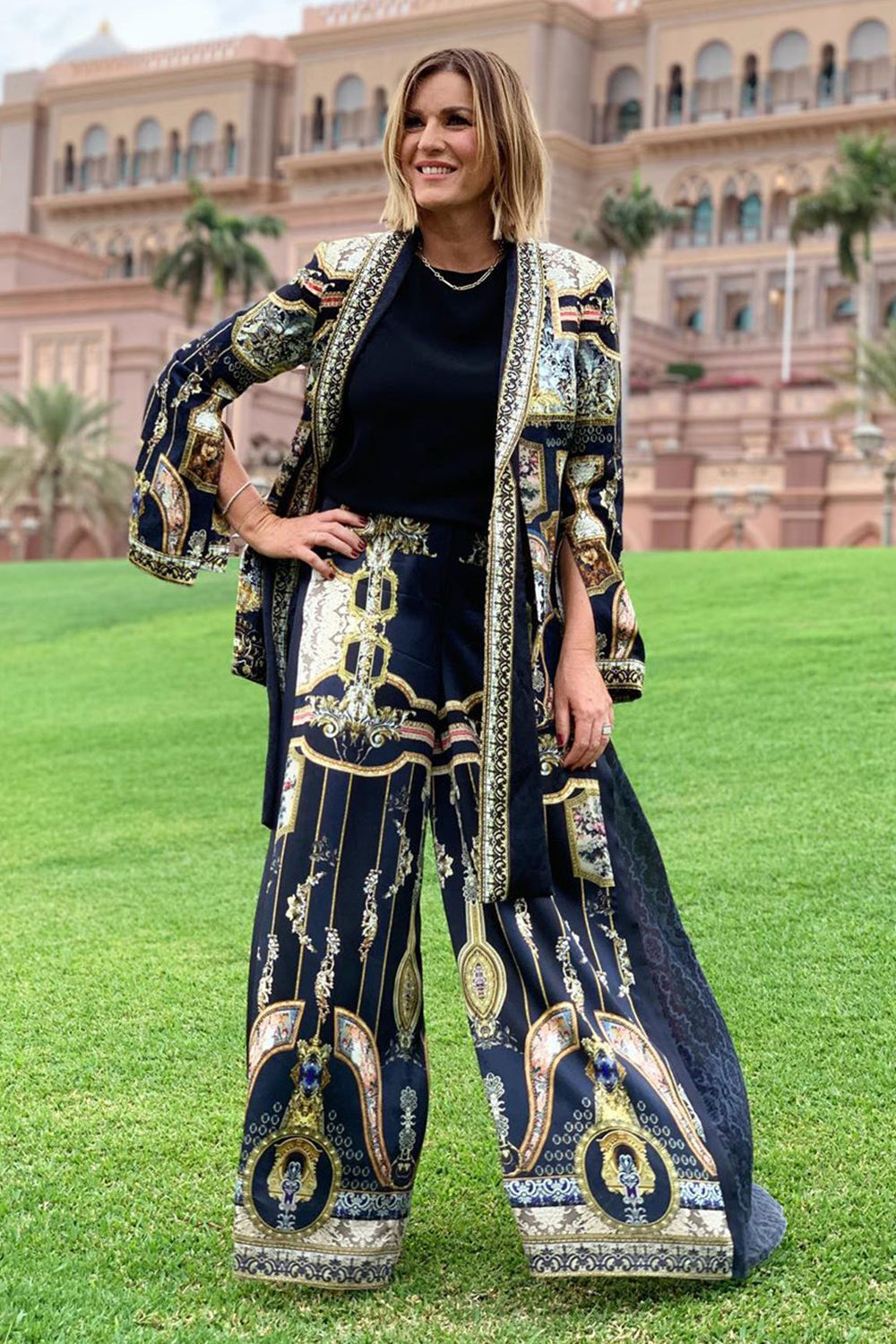 HIGH WAISTED TROUSER WITH GODET MIDNIGHT MEETING