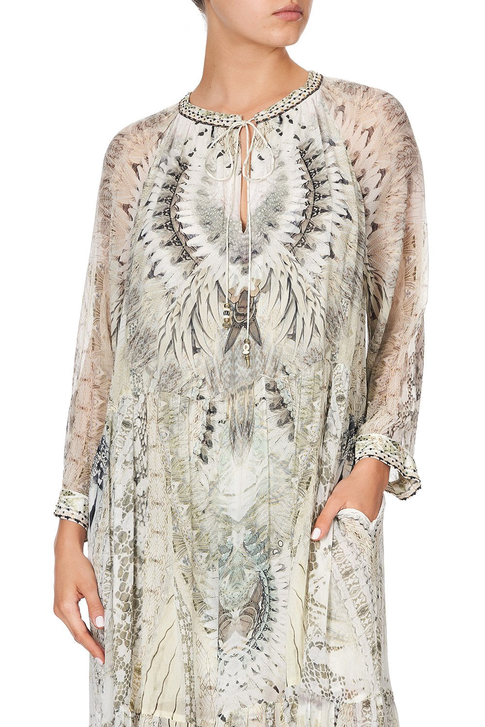 LONG GATHERED PANEL DRESS DAINTREE DREAMING