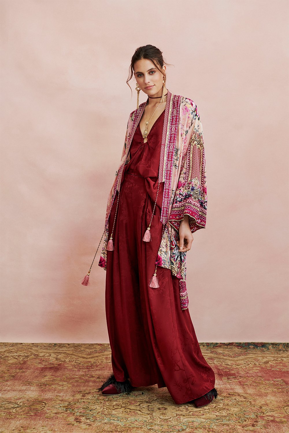 WIDE STRAP U-RING TOP BURGUNDY