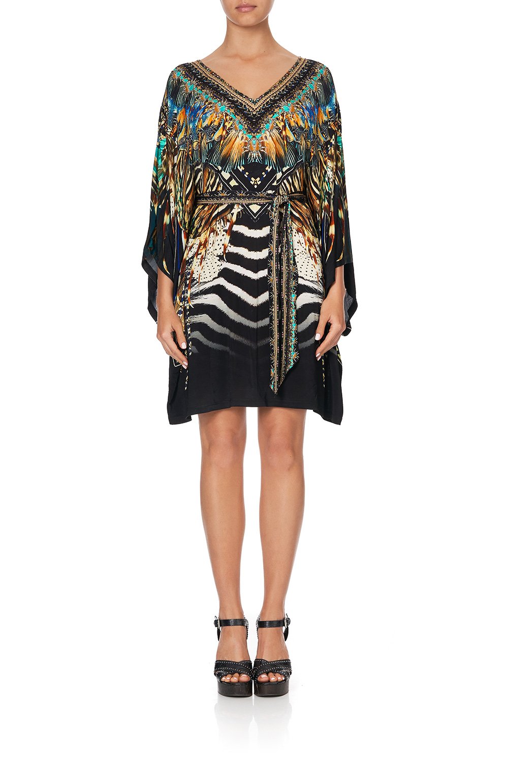 V NECK JERSEY SHORT KAFTAN W TIE LOST PARADISE