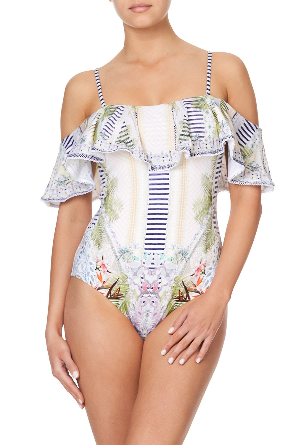 OFF SHOULDER FRILL ONE PIECE BEACH SHACK