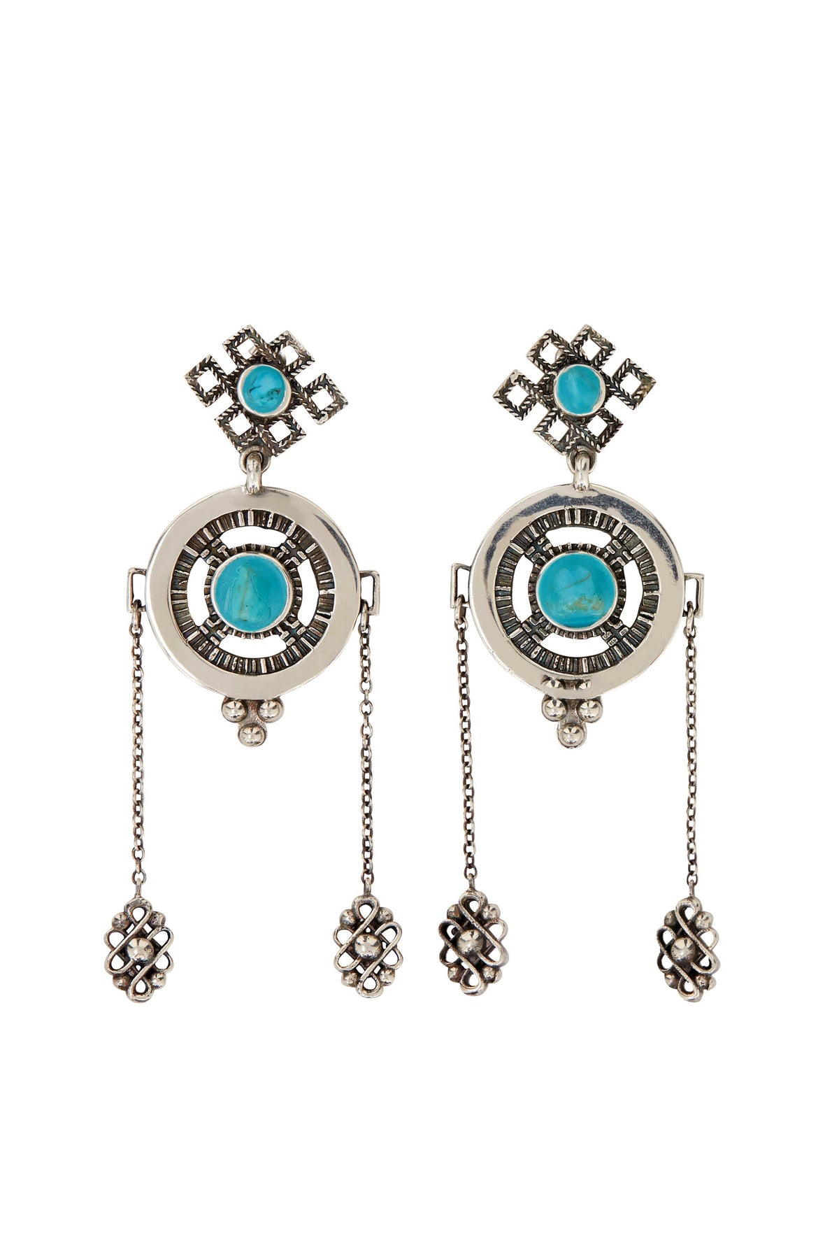 PHOENIX RISE SILVER DISK EARRINGS