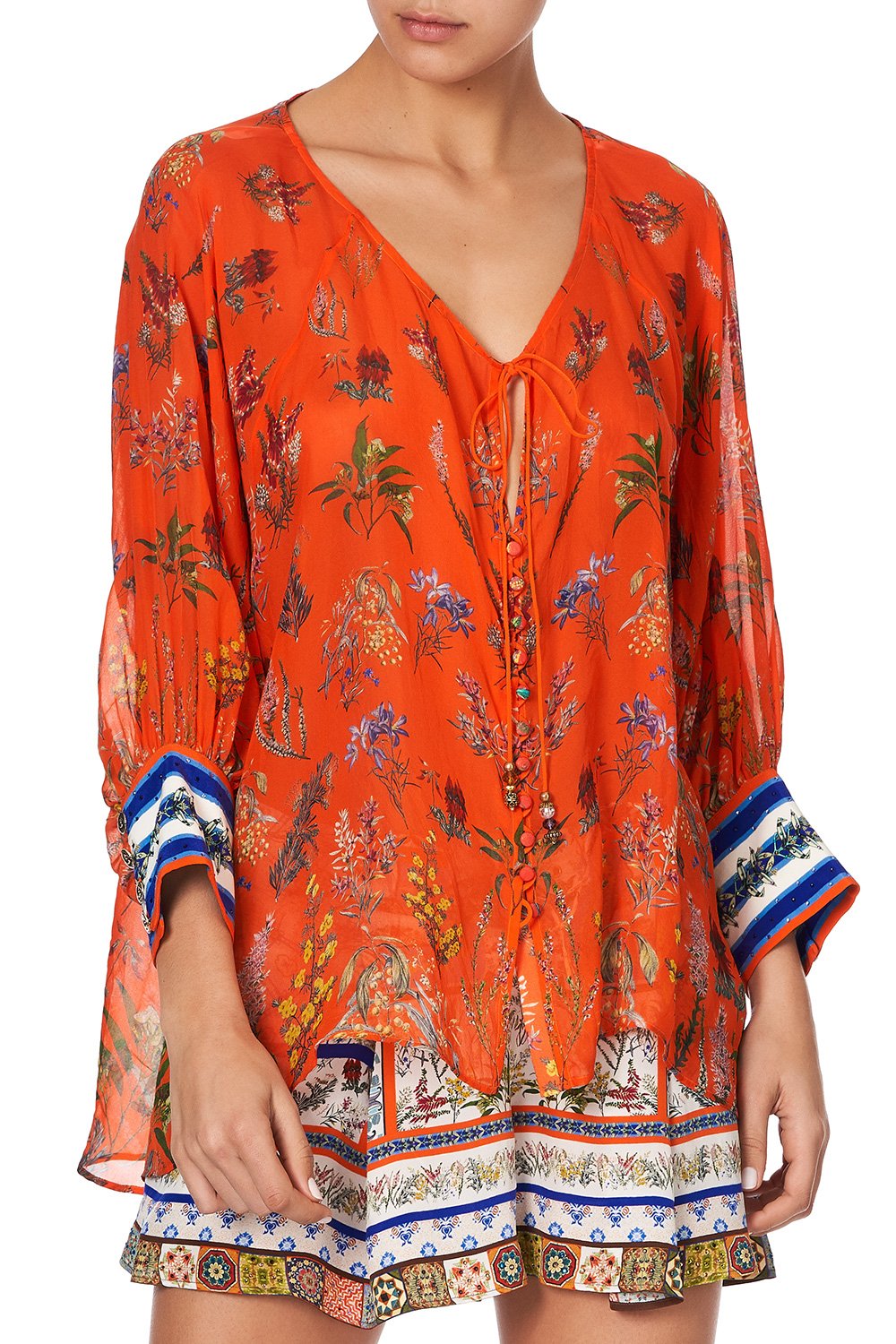 RAGLAN SLEEVE BUTTON UP TOP GONE COAST