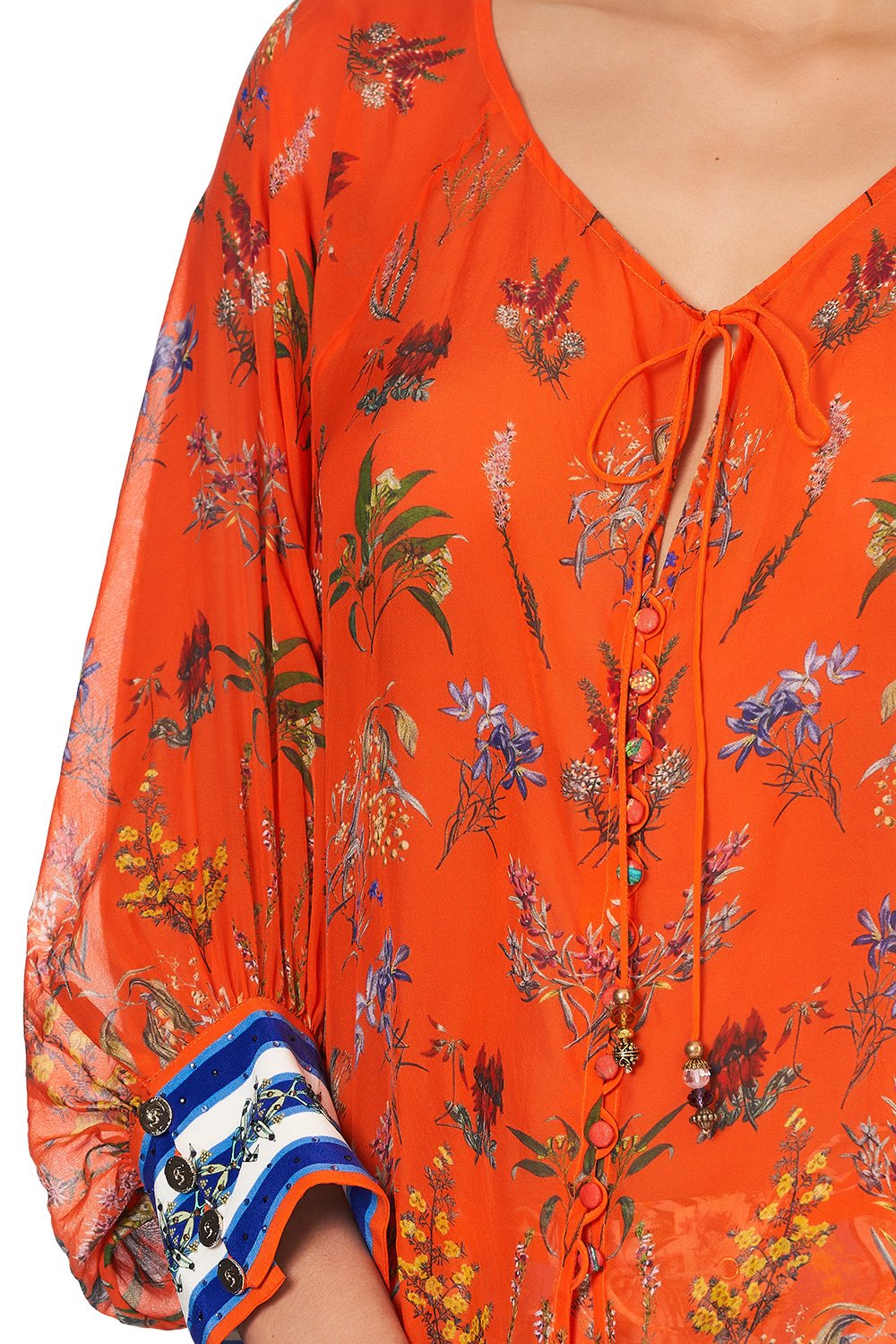 RAGLAN SLEEVE BUTTON UP TOP GONE COAST