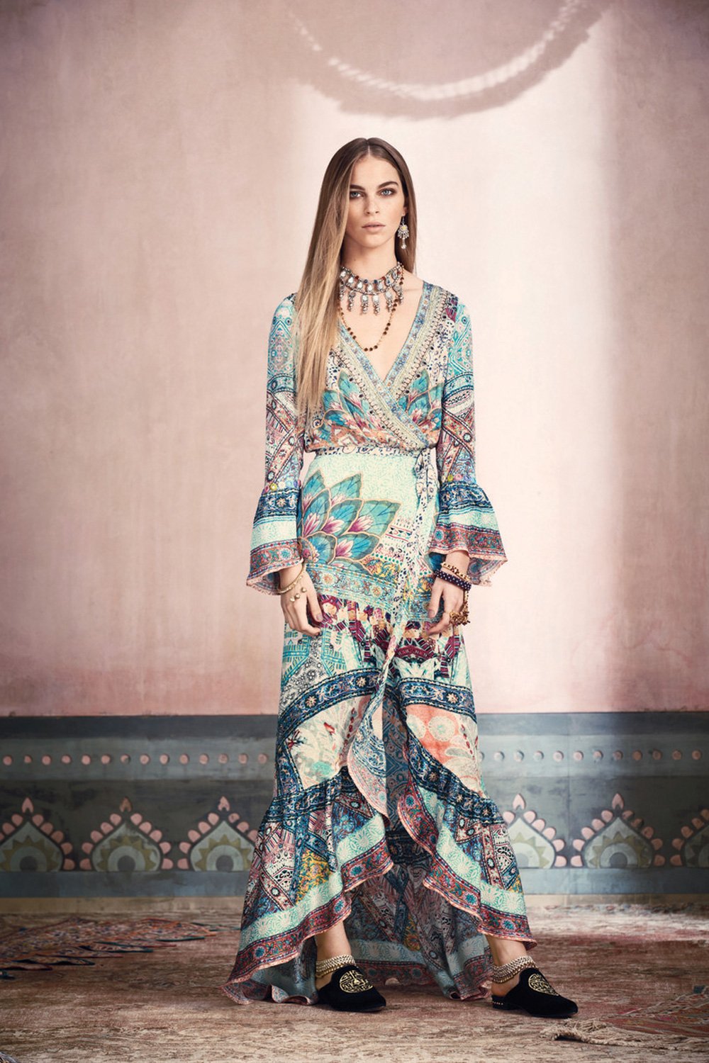 SISTERS OF THE MARIGOLD LONG SLEEVE WRAP DRESS