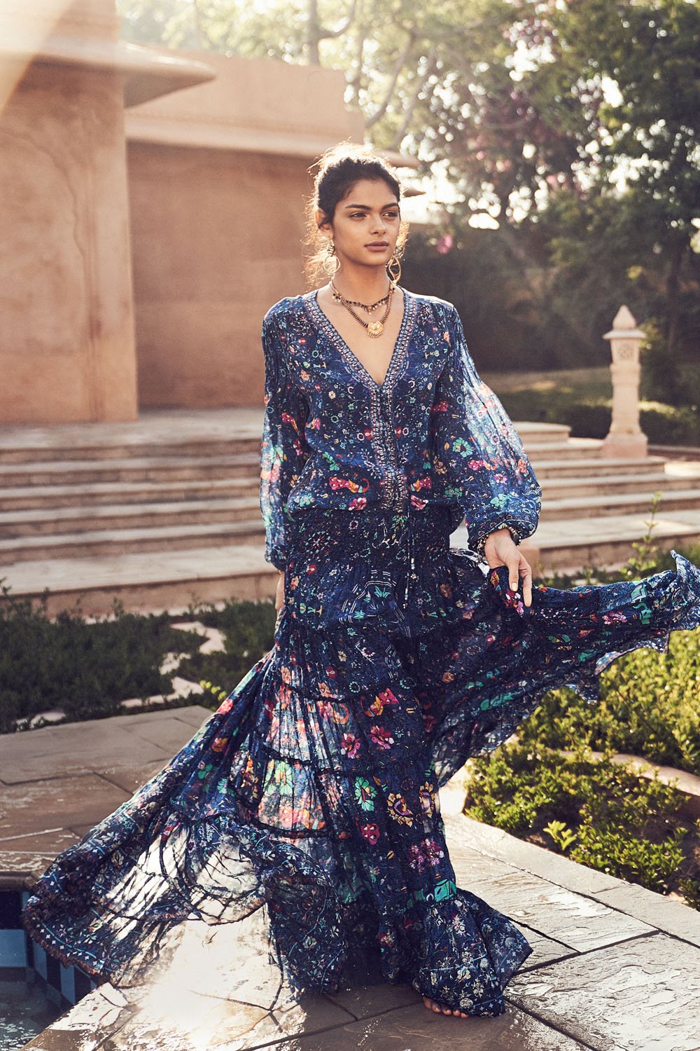 KINDNESS KALEIDOSCOPE SHEER TIERED CIRCLE SKIRT