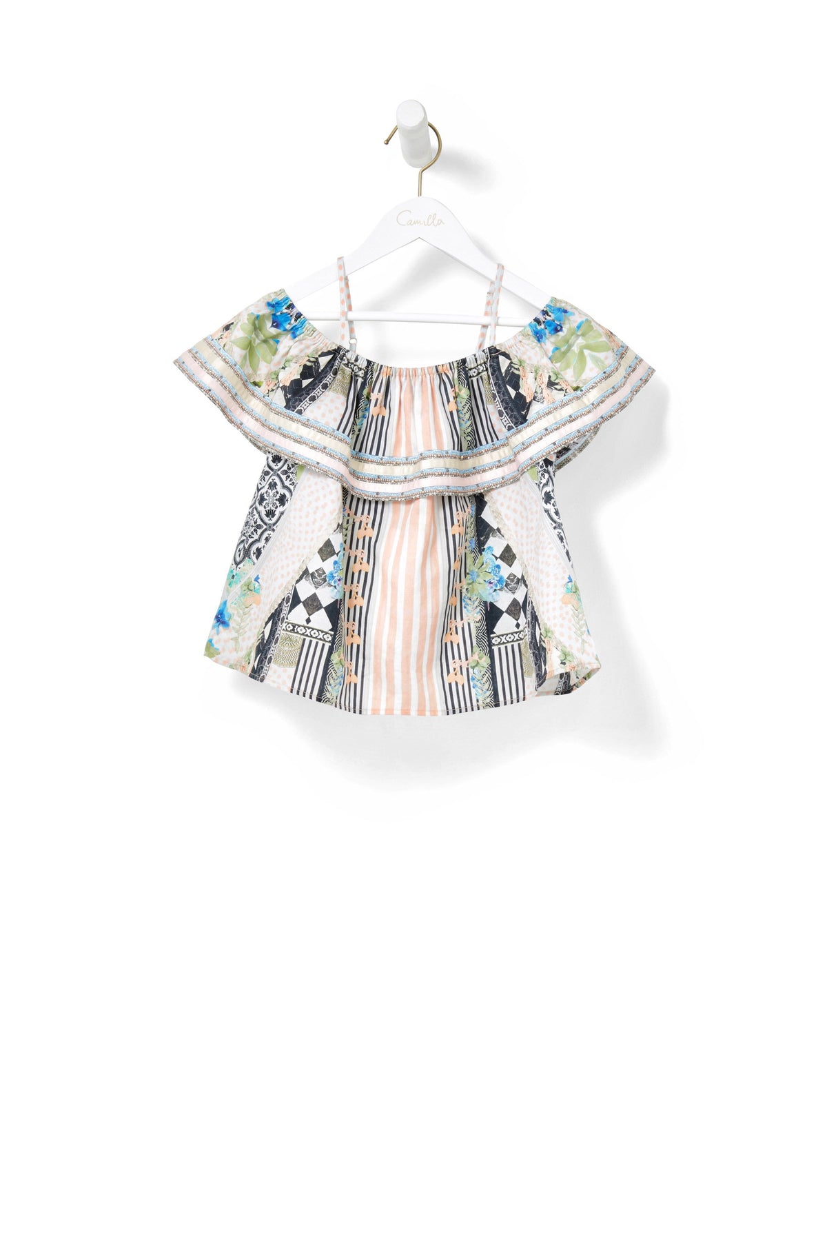 SALVADOR SECRETS KIDS RUFFLE TOP W TRIM