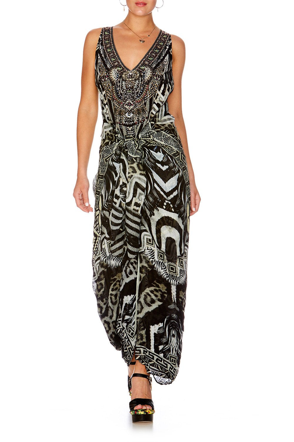 TRIBAL THEORY TIE FRONT MULTIWEAR DRESS