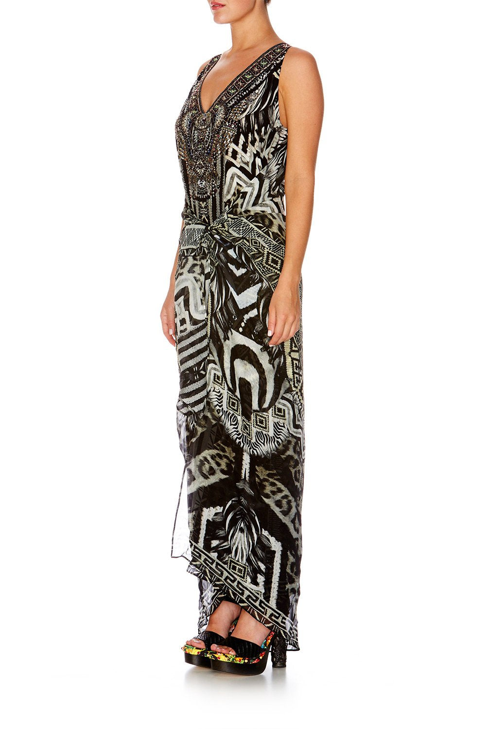 TRIBAL THEORY TIE FRONT MULTIWEAR DRESS