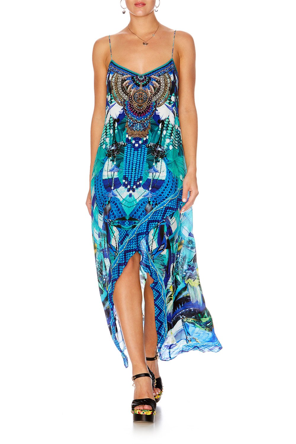 AMAZON AZURE SHOESTRING DOUBLE LAYER DRESS