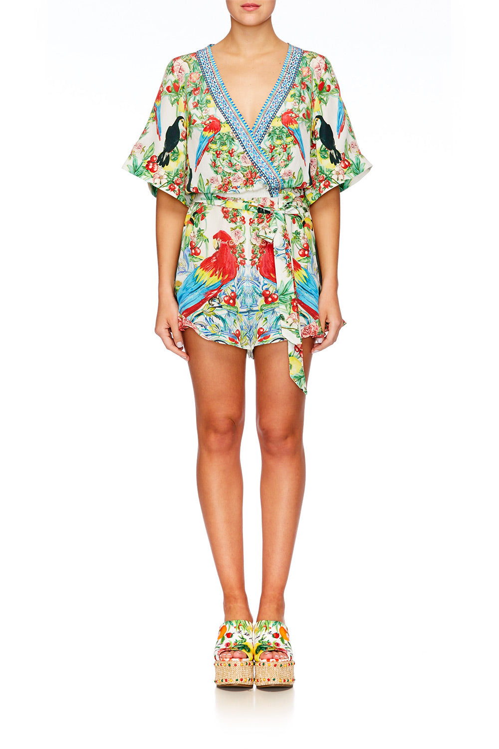 ONE FLEW OVER CROSS OVER FRILL HEM PLAYSUIT