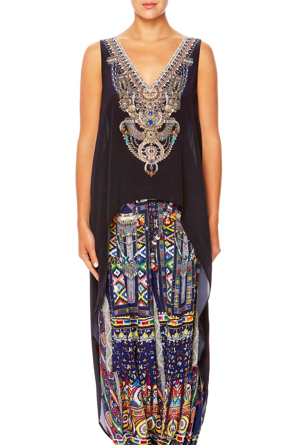 WHERE YOULL FIND ME HIGH LOW CROSS OVERLAY TOP