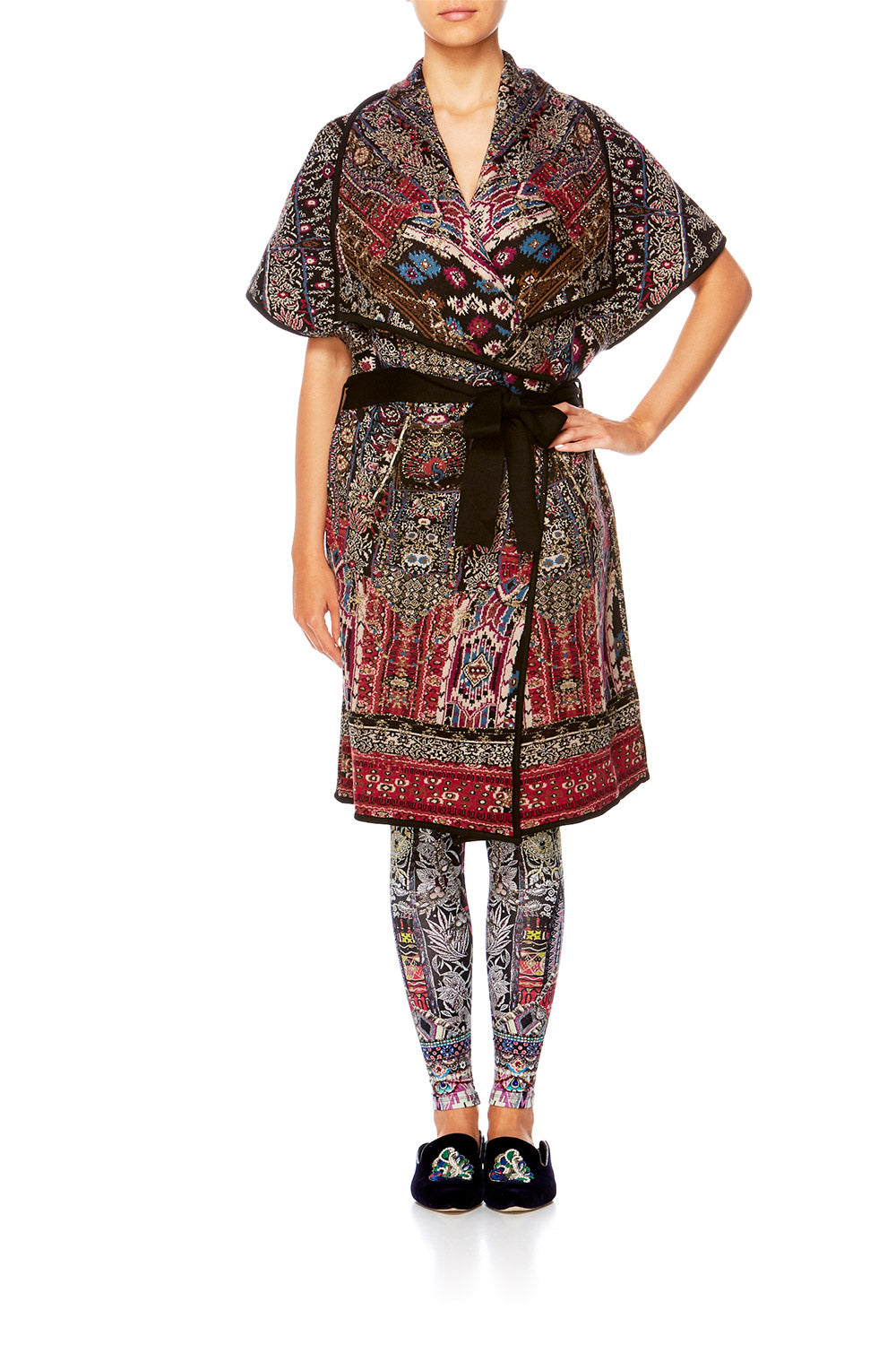 CAMILLA JAGGIS KINGDOM SHORT SLEEVE WRAP KNIT W TIE