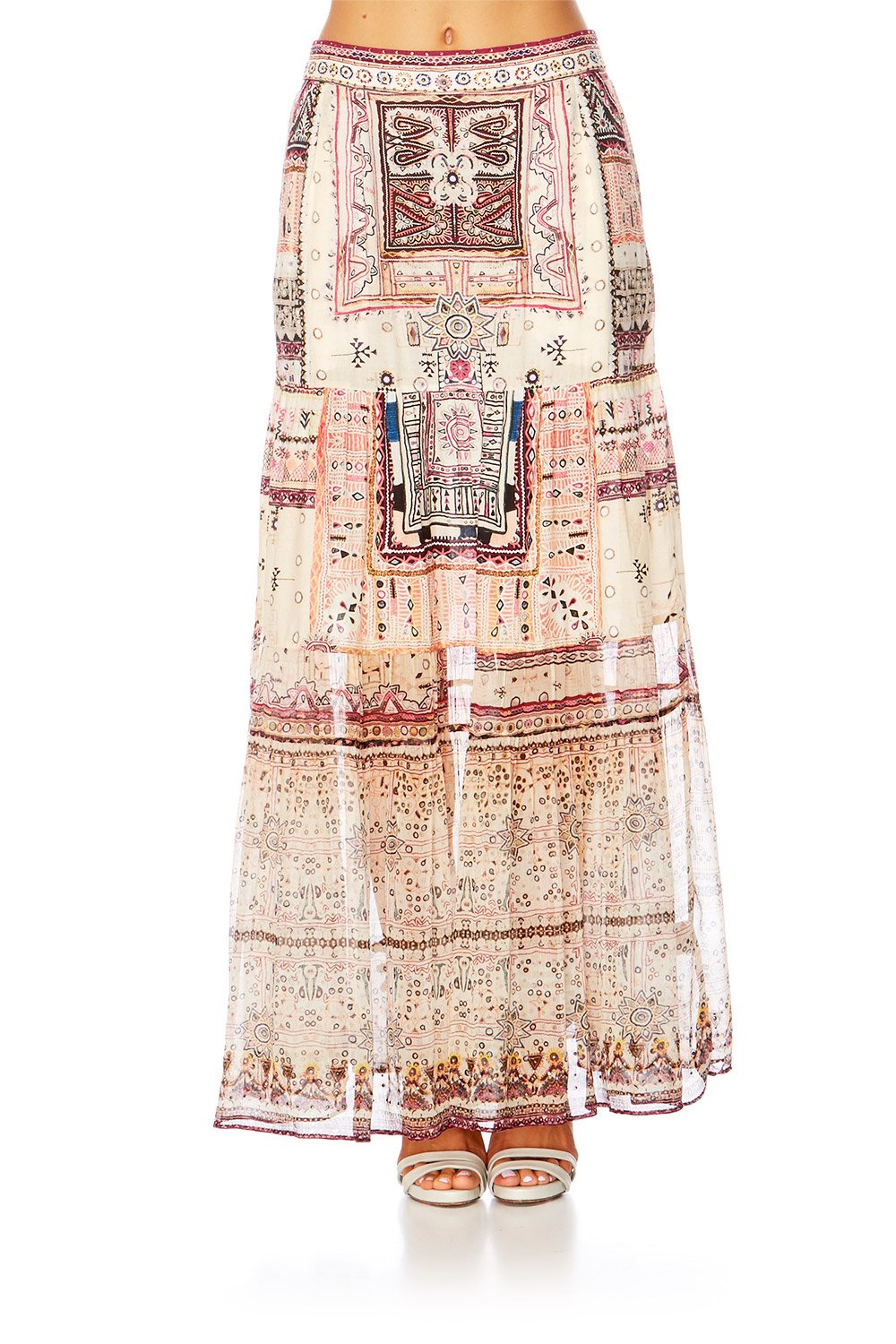 ON THE ROAD TIERED HEM MAXI SKIRT