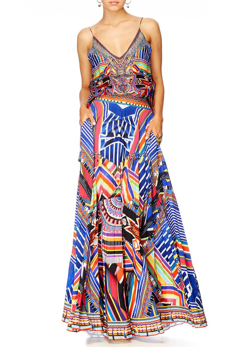 PLEATED FULL HEM SKIRT SLAVE TO THE RHYTHM