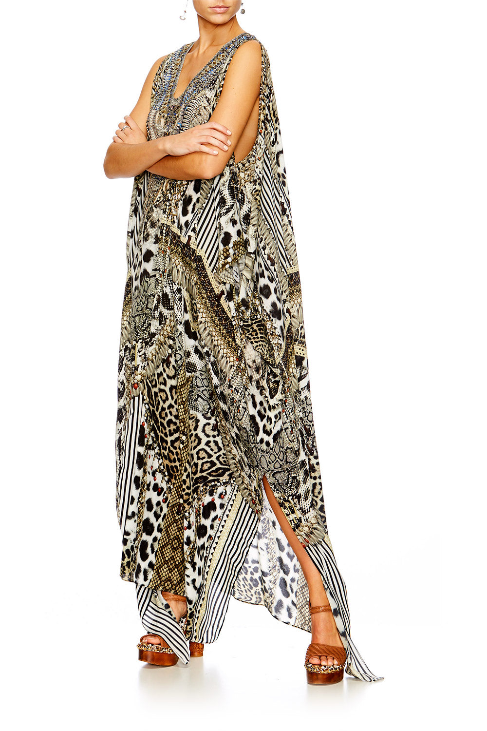 ANIMAL INSTINCT SLIT FRONT & SLEEVE KAFTAN