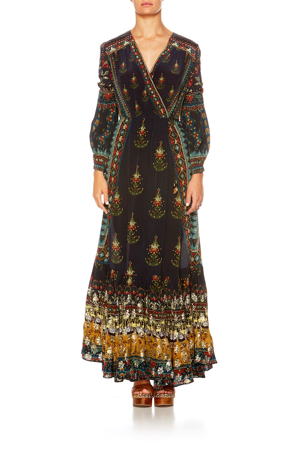 BLISS OF BOHEMIA QUILTED YOKE WRAP DRESS