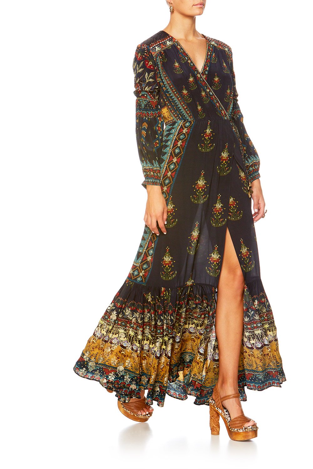 BLISS OF BOHEMIA QUILTED YOKE WRAP DRESS