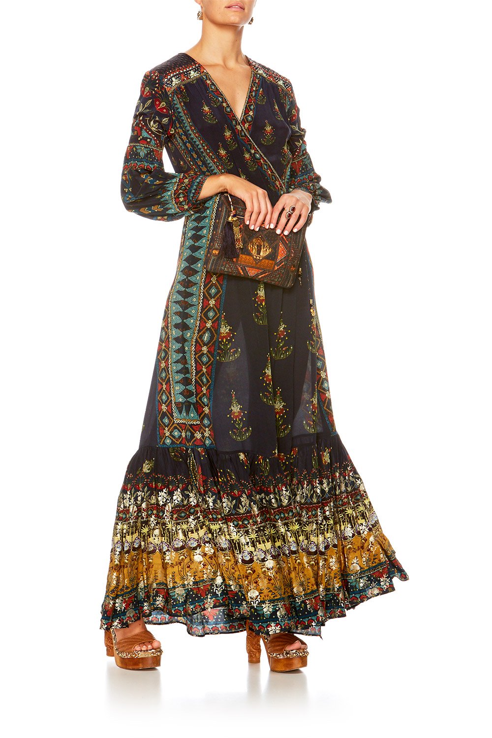 BLISS OF BOHEMIA QUILTED YOKE WRAP DRESS