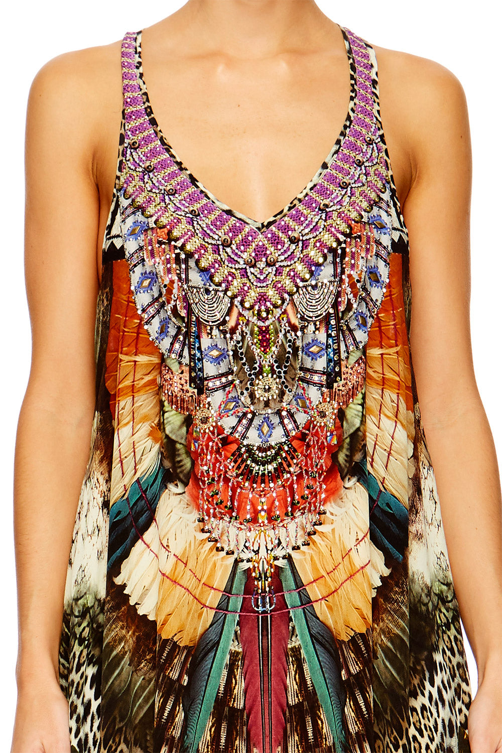 LIGHT MY FIRE V NECK RACER BACK DRESS