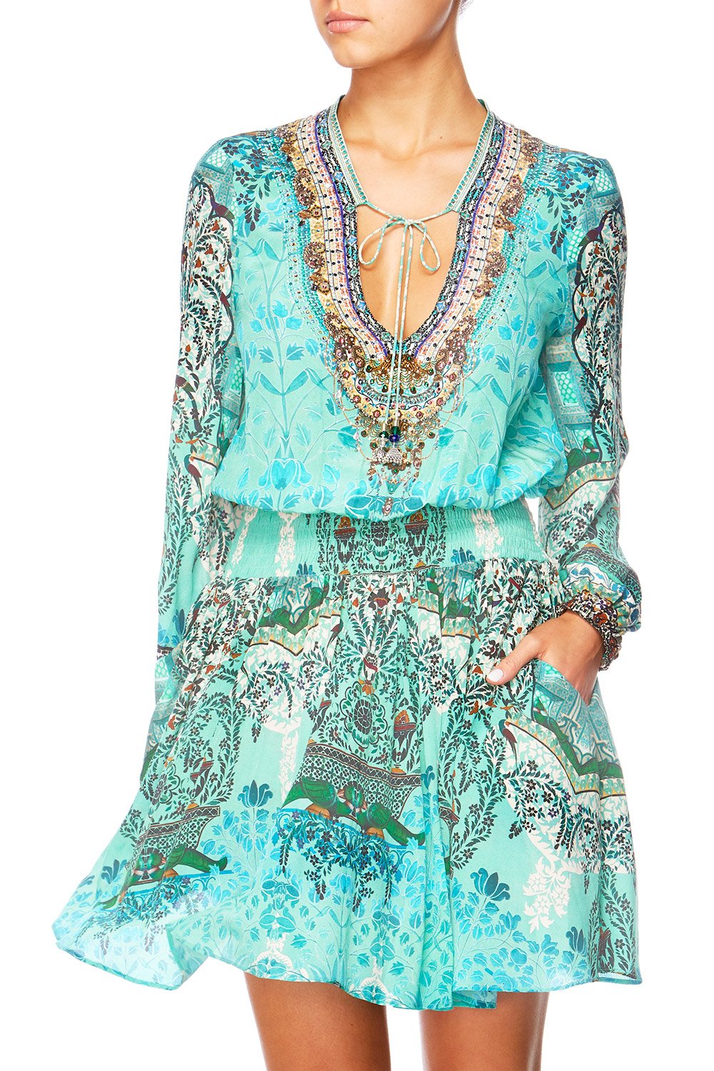 THE SPIRIT WITHIN SHIRRED RELAXED SHORT DRESS