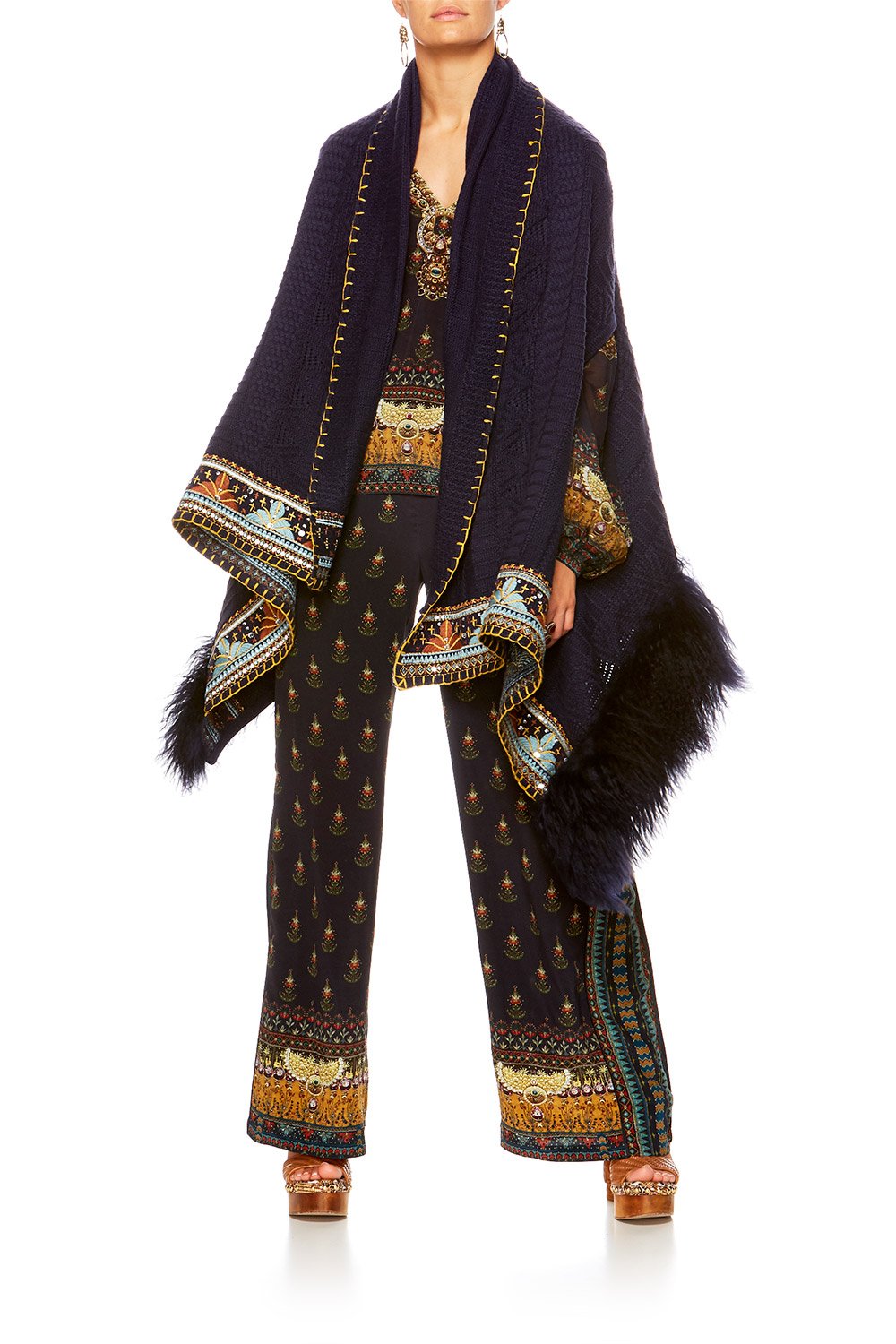 BLISS OF BOHEMIA SHEARLING CAPE