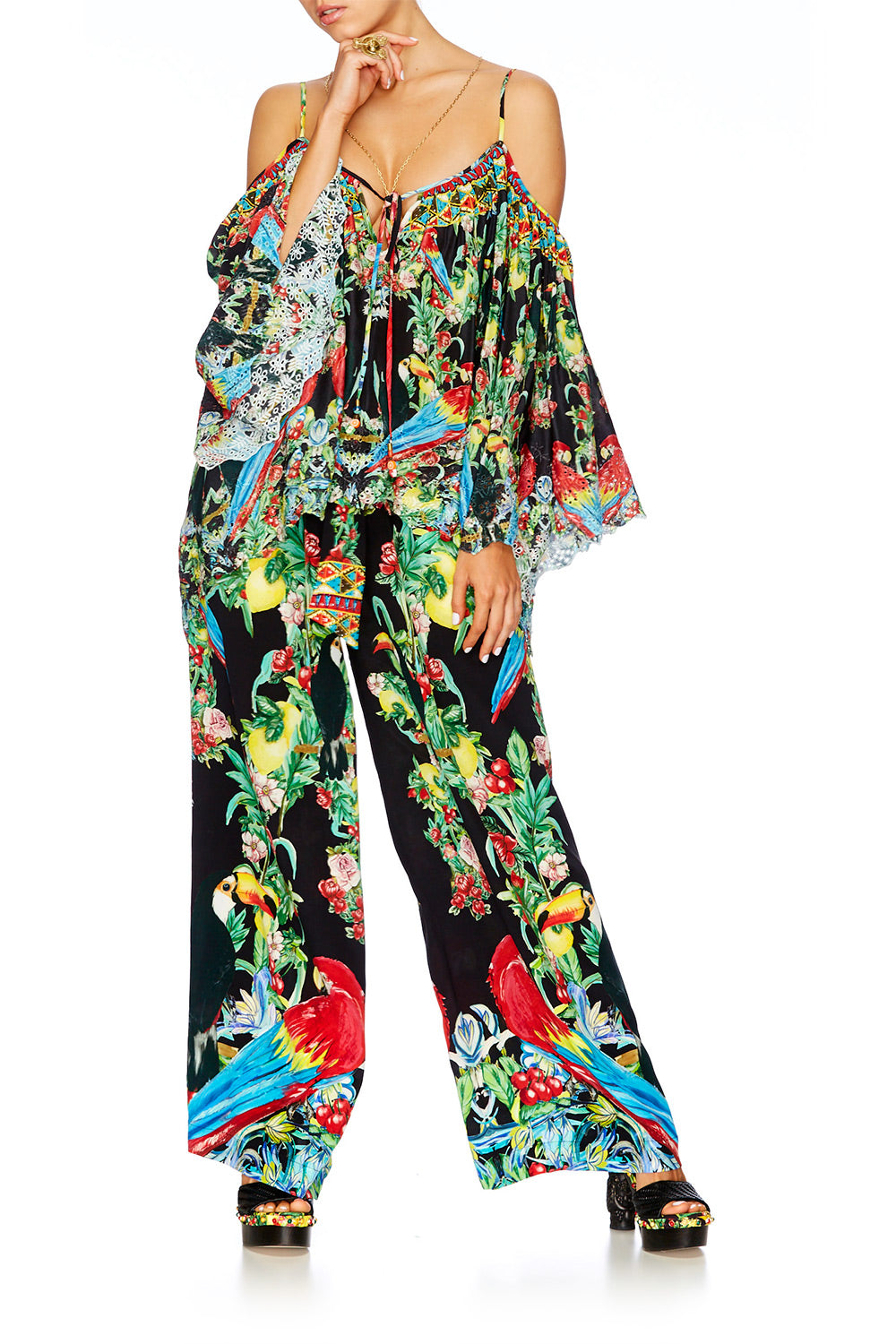 TOUCAN PLAY LONG SLEEVE DROP SHOULDER TOP