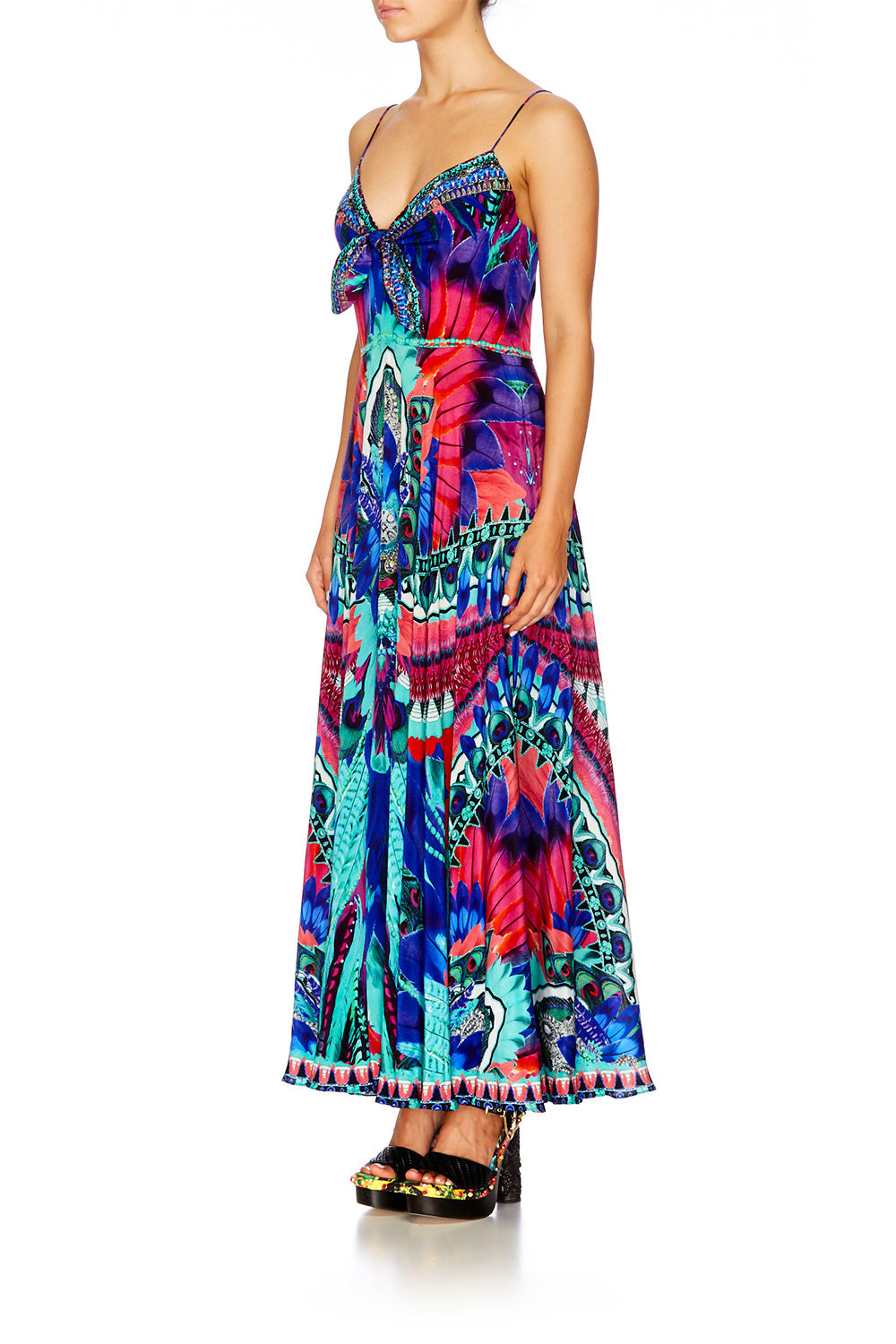 SKY FALL LONG DRESS WITH TIE FRONT