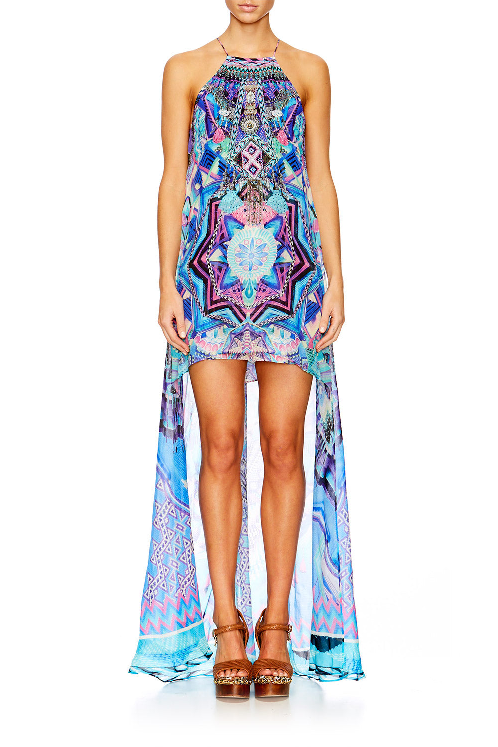 THREADS OF COSMOS SHORT SHEER OVERLAY DRESS