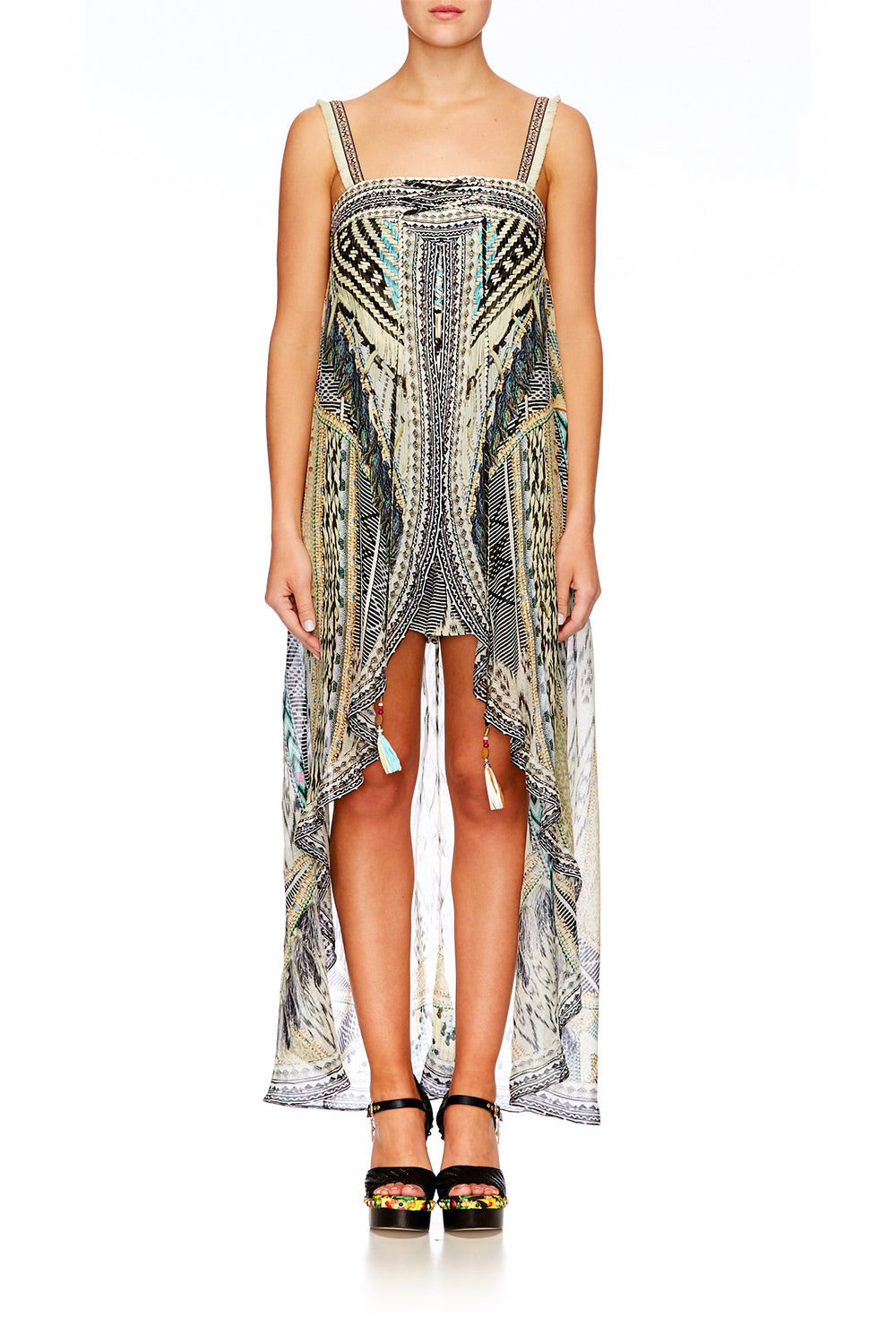 WEAVE ON TIE DETAIL OVERLAY PLAYSUIT