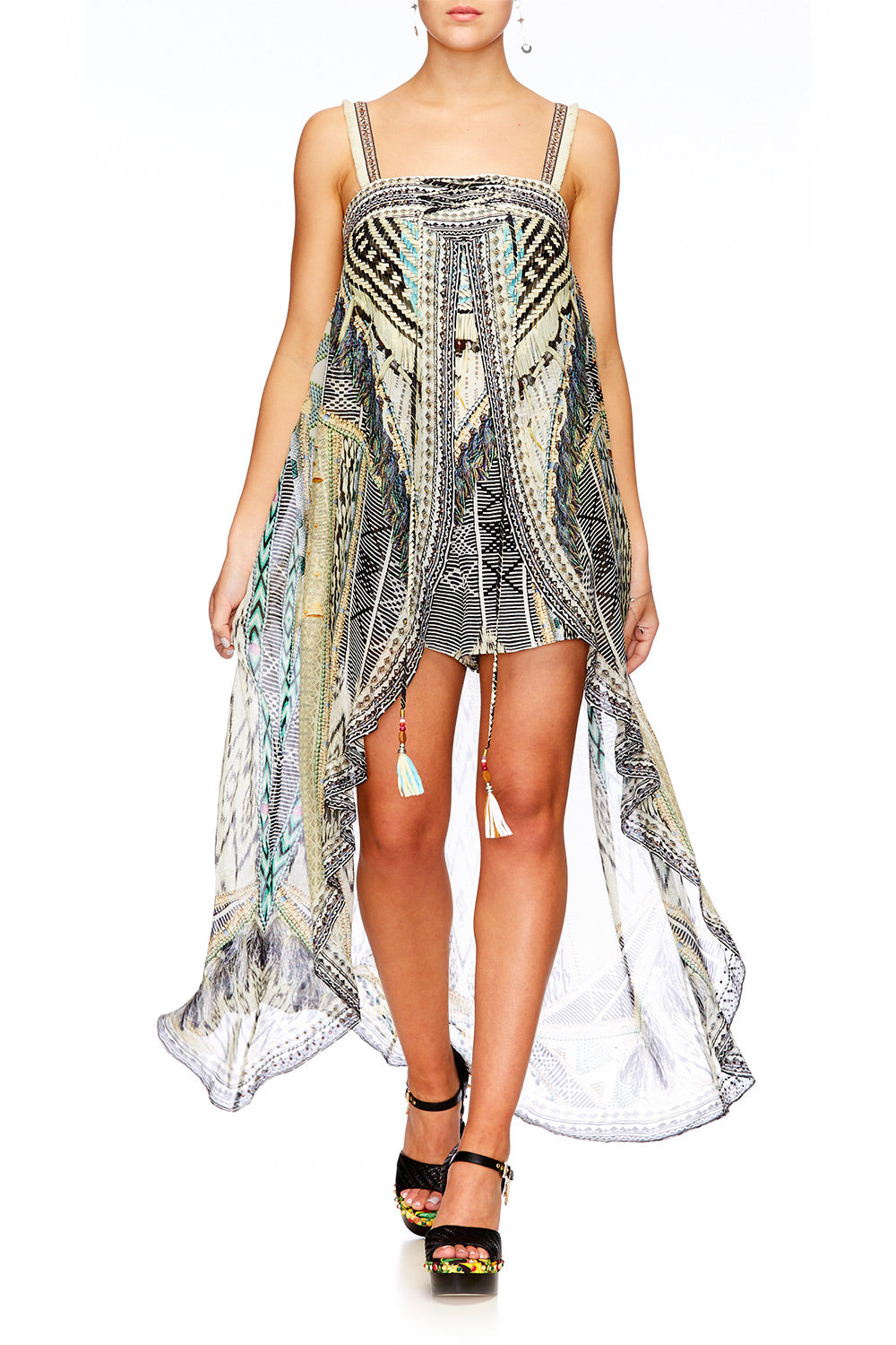 WEAVE ON TIE DETAIL OVERLAY PLAYSUIT