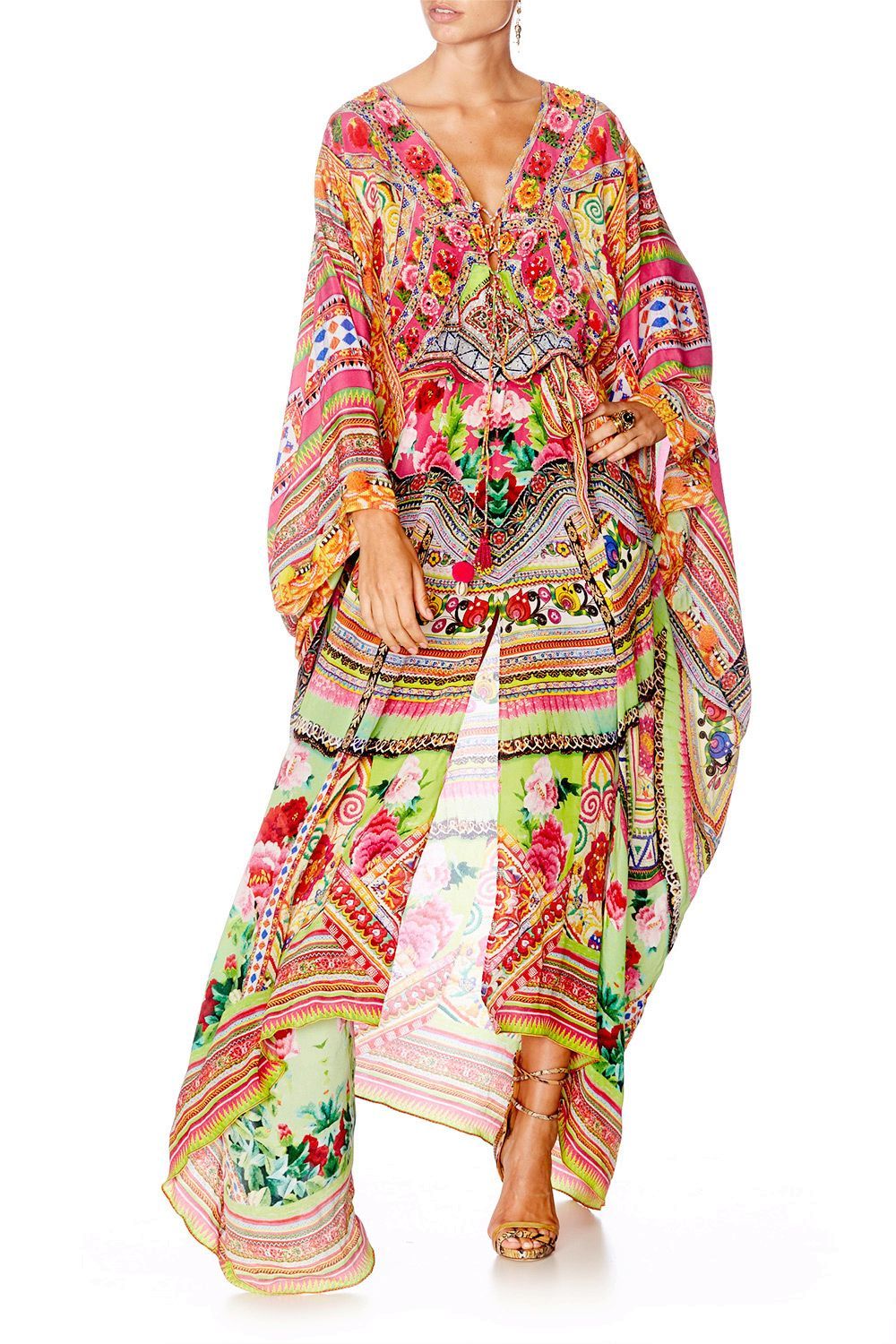 HANI HONEY SPLIT HEM LACE UP KAFTAN