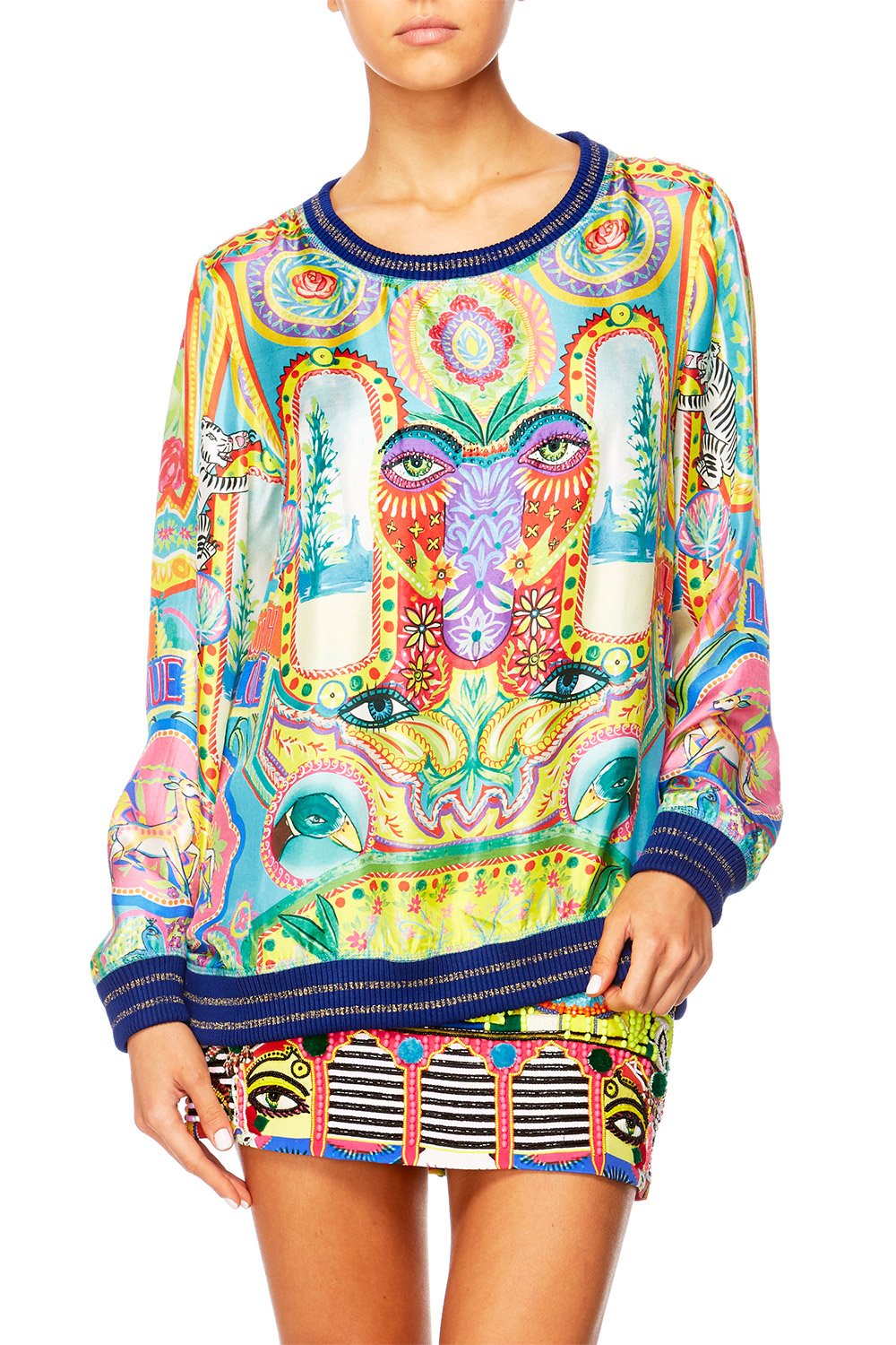 COLOUR MY WORLD WOVEN ROUND NECK SWEATER