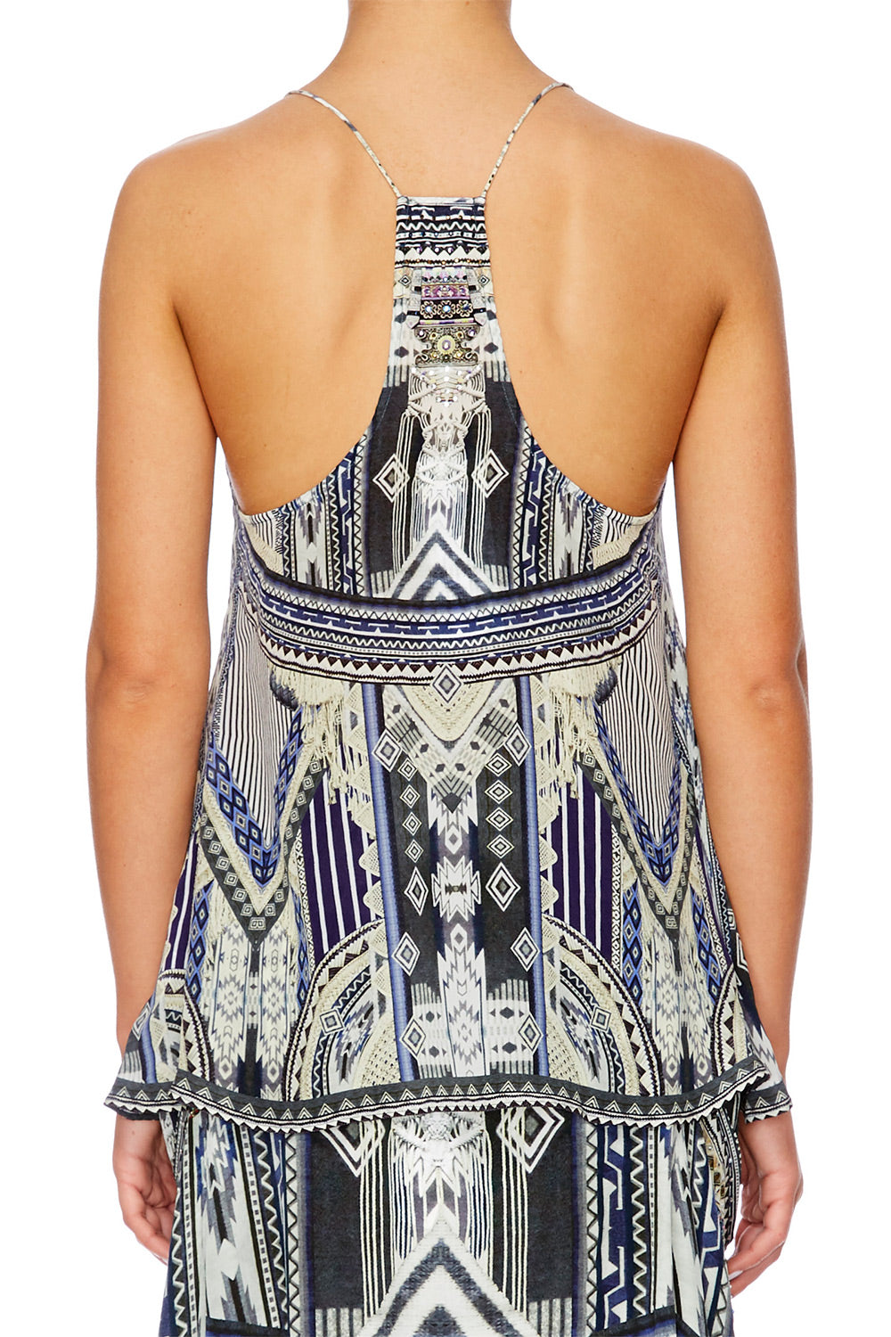 TIE THE KNOT T BACK SHOESTRING STRAP TOP