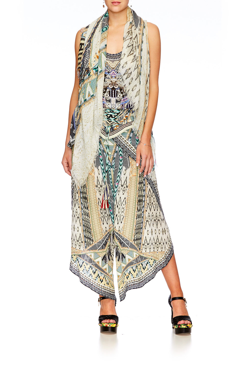 WEAVE ON SHEER SCARF W RAW EDGE