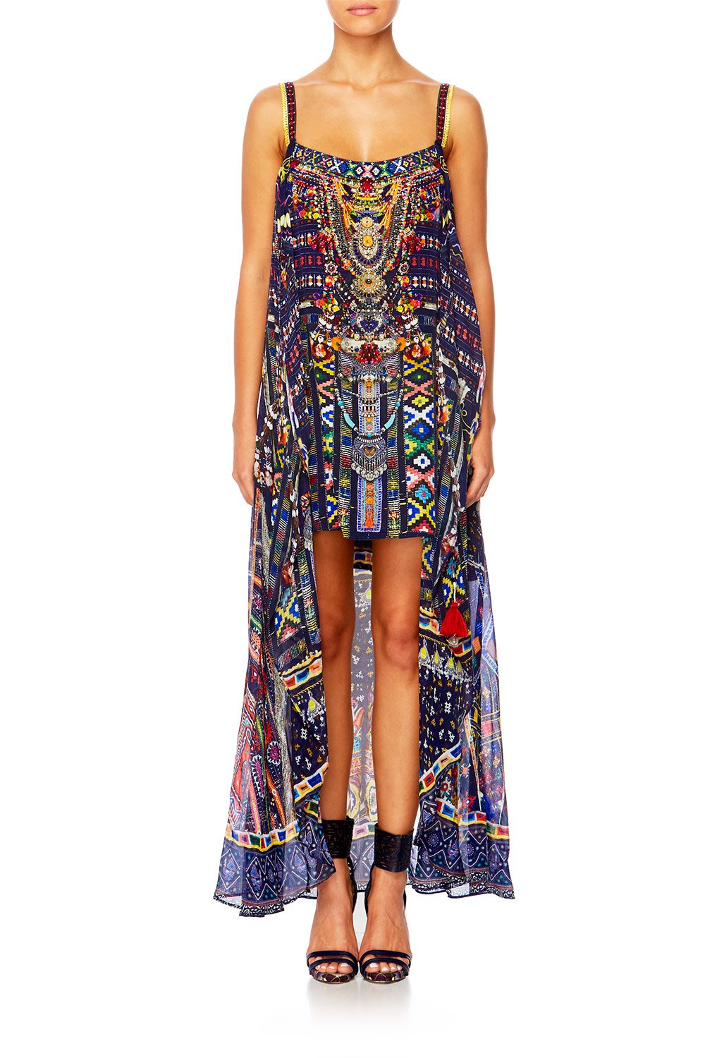 WHERE YOULL FIND ME MINI DRESS W LONG OVERLAY