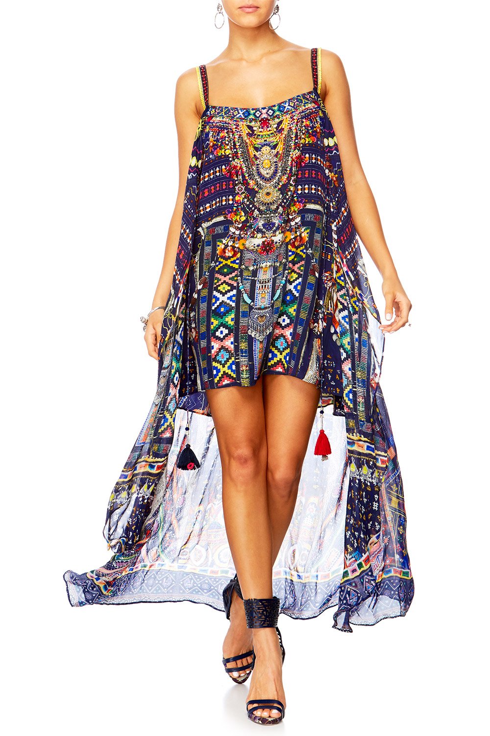 WHERE YOULL FIND ME MINI DRESS W LONG OVERLAY