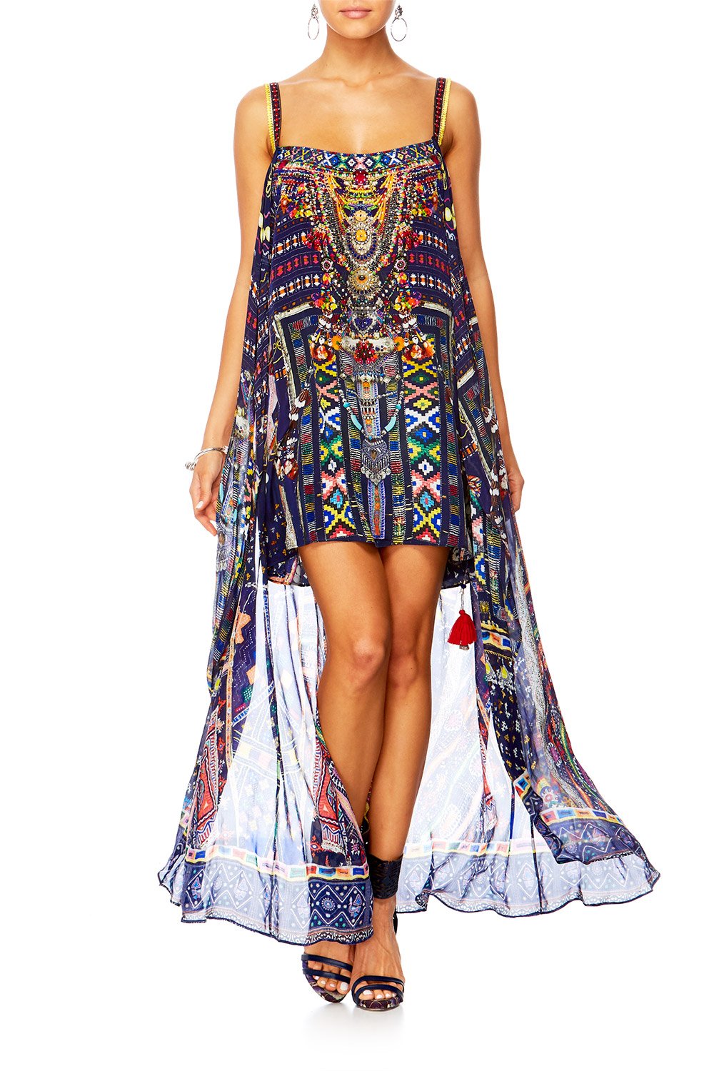 WHERE YOULL FIND ME MINI DRESS W LONG OVERLAY