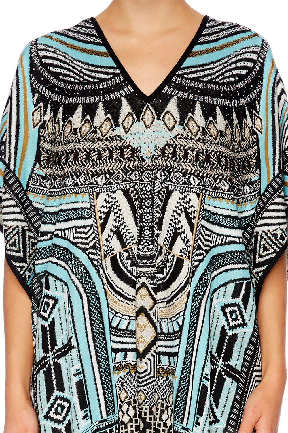 RUNAWAY READY LONG V NECK PONCHO W FRINGING