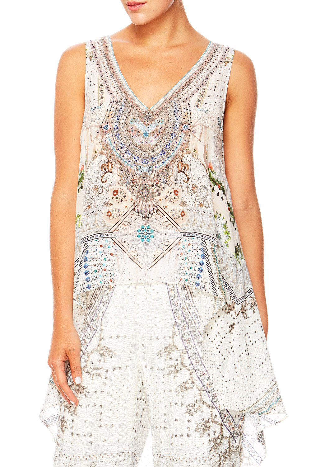 BREAKFAST WITH SILVIA V-NECK CROSS BACK TOP