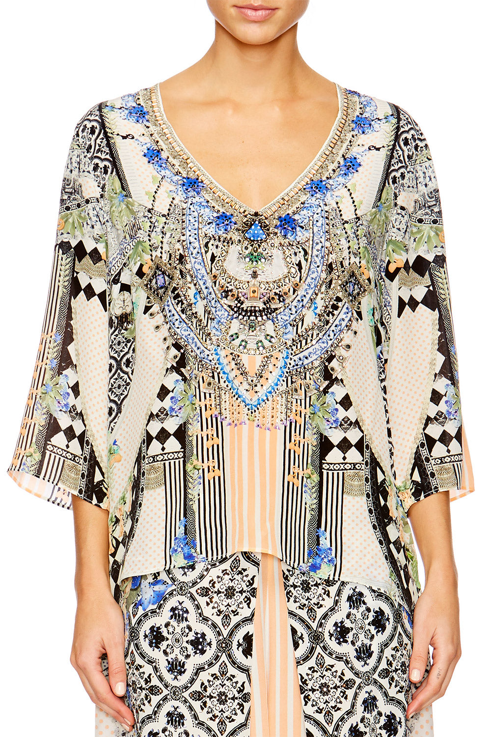 SALVADOR SECRETS V NECK OVERSIZED BLOUSE