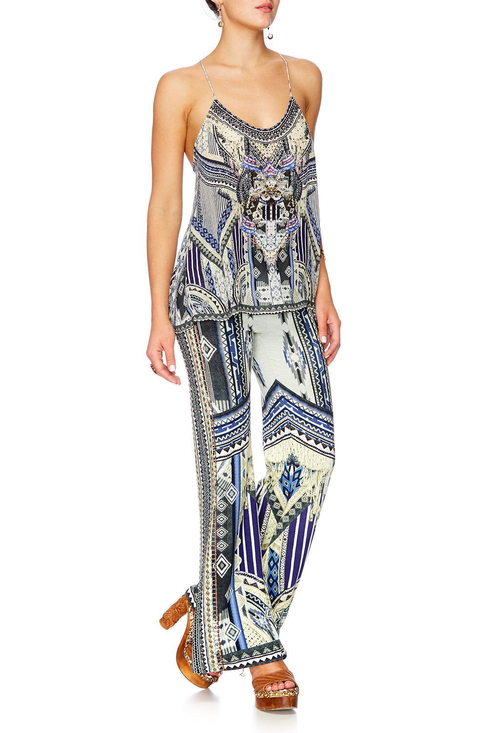 TIE THE KNOT T BACK SHOESTRING STRAP TOP